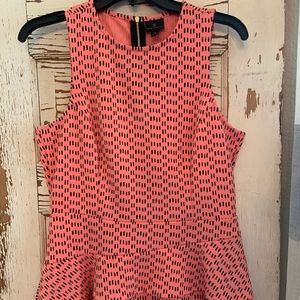 NWOT Worthington Pink/black poplin top